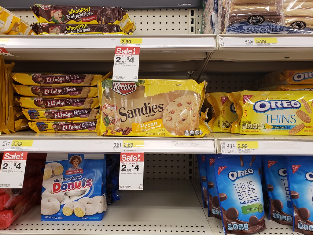 sandies cookies on a shelf at target