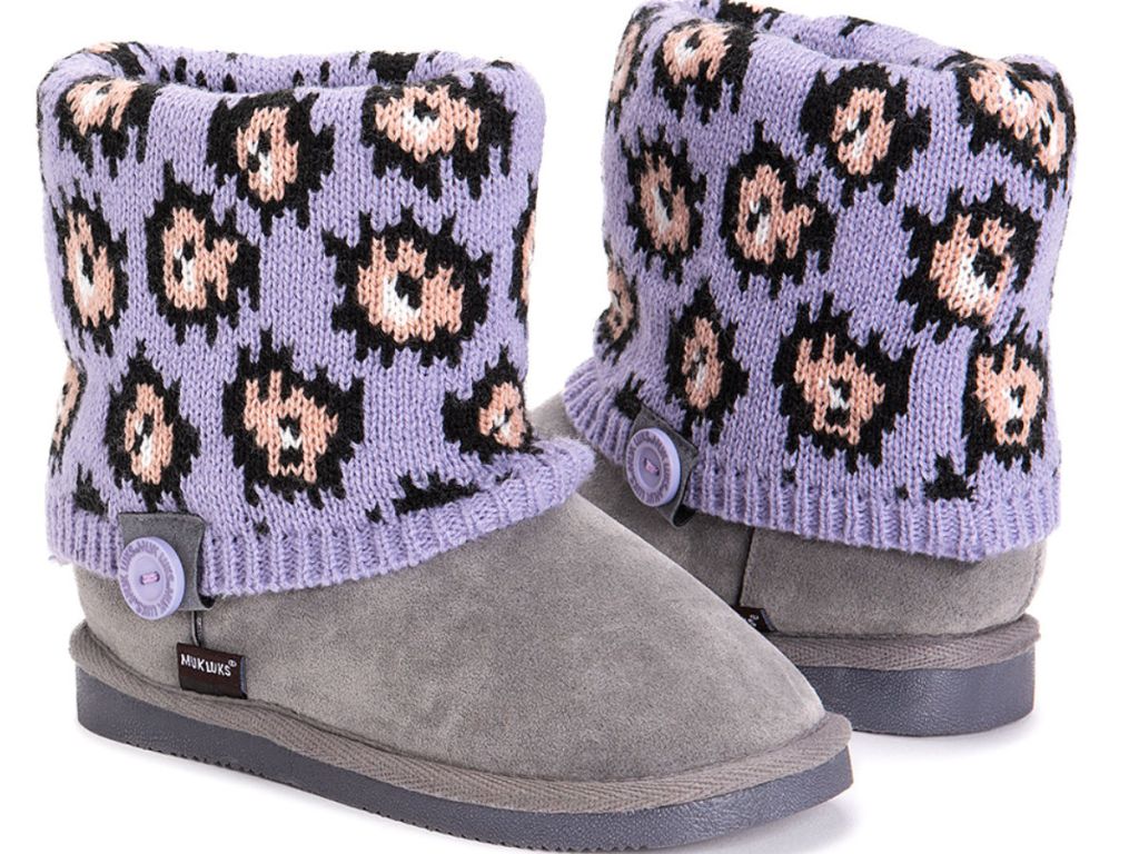 muk luks in purple leopard