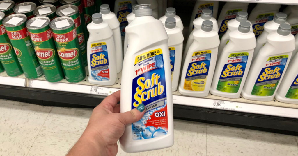 hand holding soft scrub at target