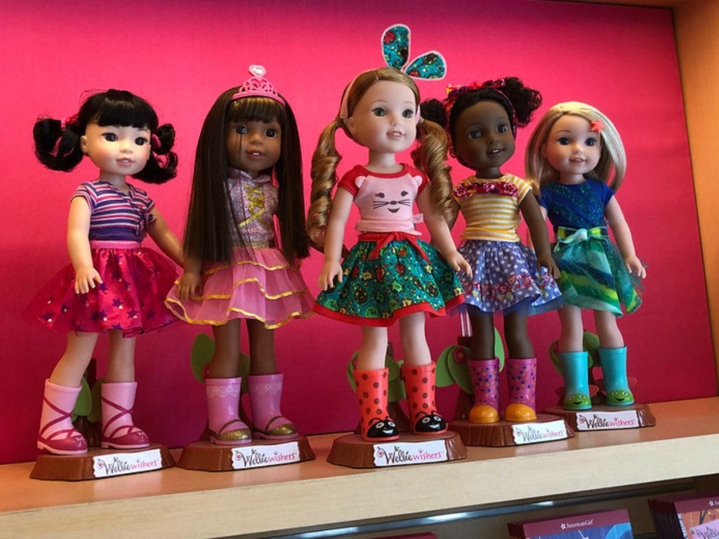 America Girl Wellie Wishers Dolls - 5 in a row