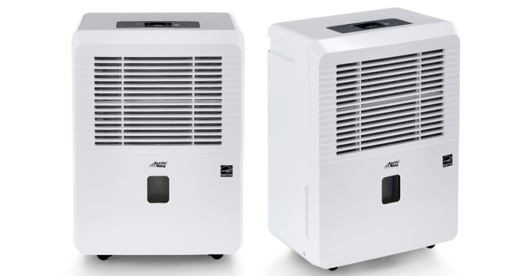 front and side view of white artic king dehumidifier