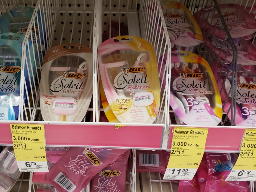 Bic Soleil Razors on Walgreens shelf