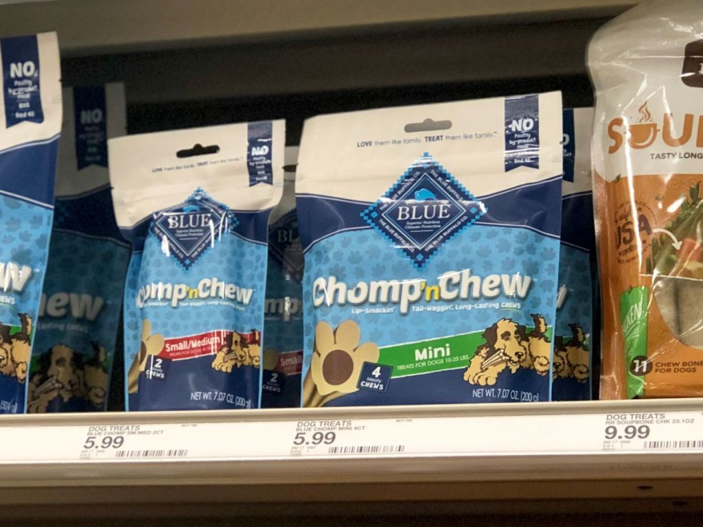 shelf of Blue Buffalo Chop and Chews at target