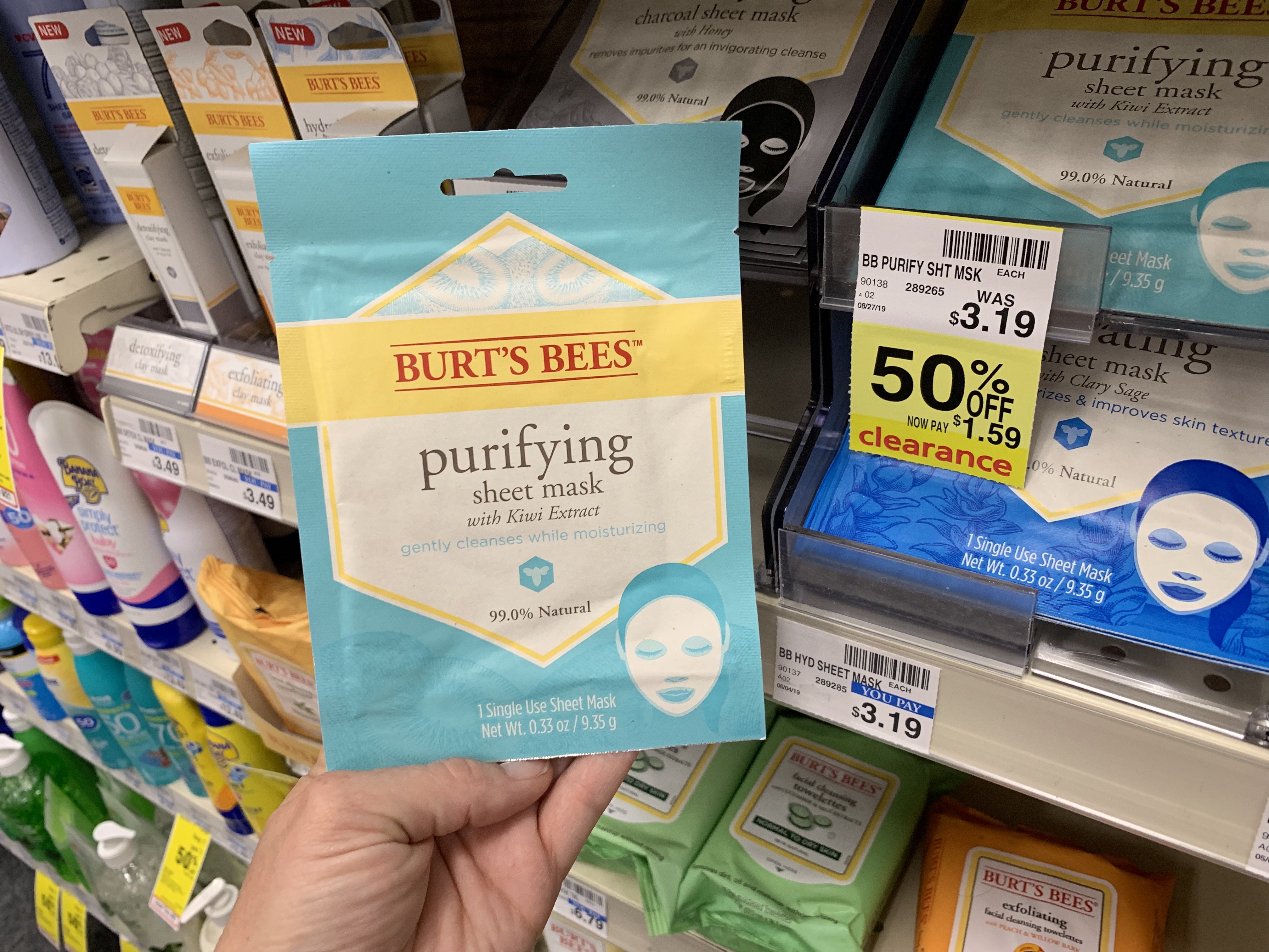 Burt's Bee facial sheet mask on clearance