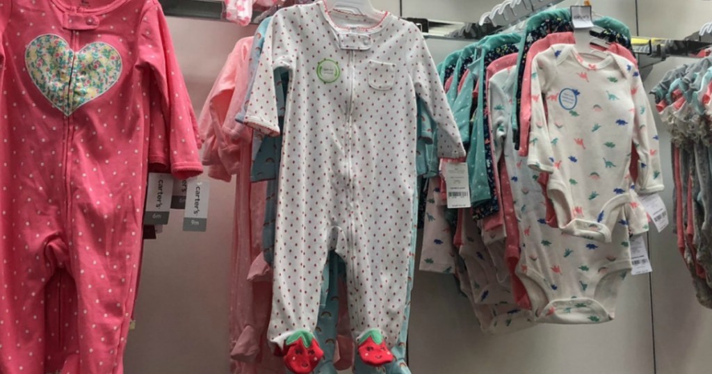 Carter's brand baby pajamas on display at Kohl's