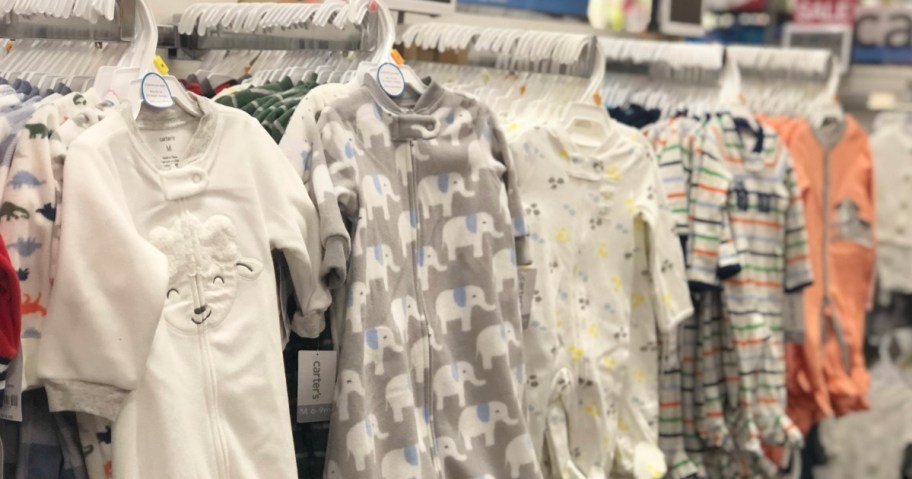 Baby clothes on display at Kohl's on hangers