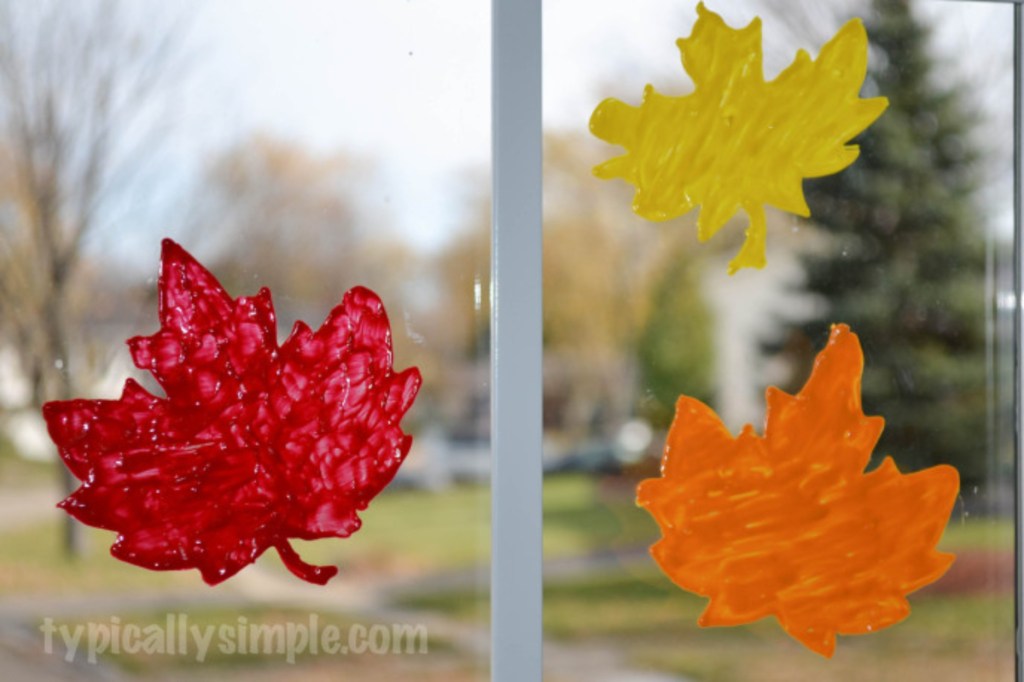 Homemade leaf window clings