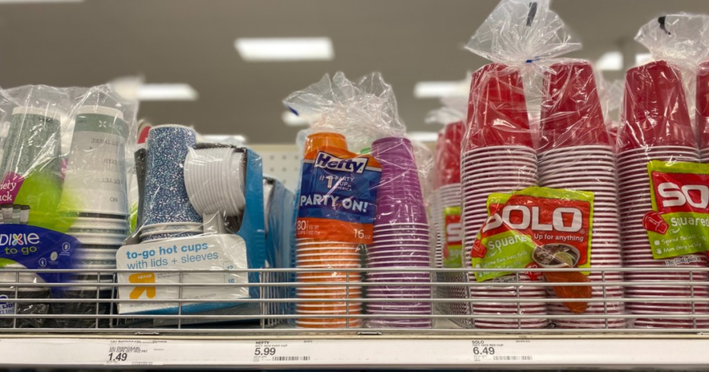 hefty cups on shelf at target