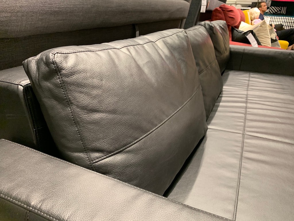 close up of IKEA black sleeper sofa