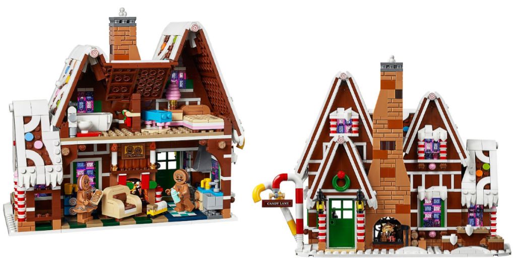 front and back of lego gingerbread house