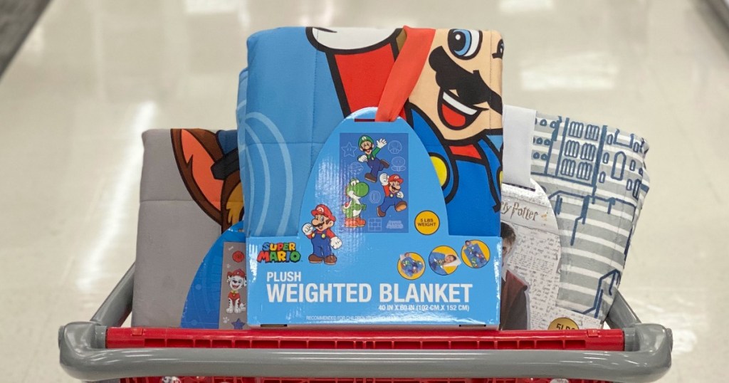 Mario Weighted Blanket in Target cart