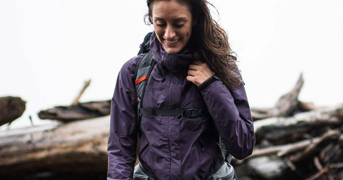 woman wearing marmot jacket