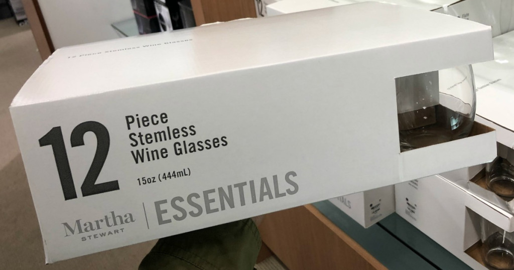 Martha Stewart Stemless Wine Glasses box in store