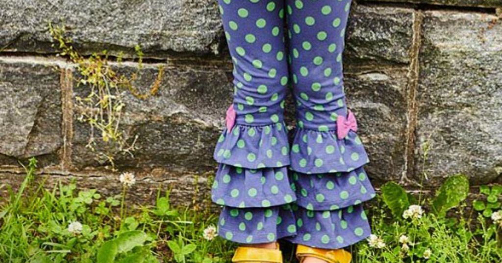 Matilda Jane Ruffle Pants blue and white polka dot