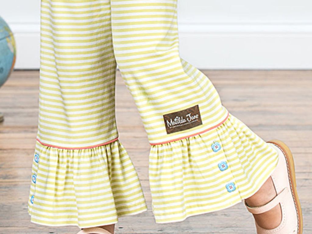 Matilda Jane Yellow Stripe Library Book Ruffle Pants