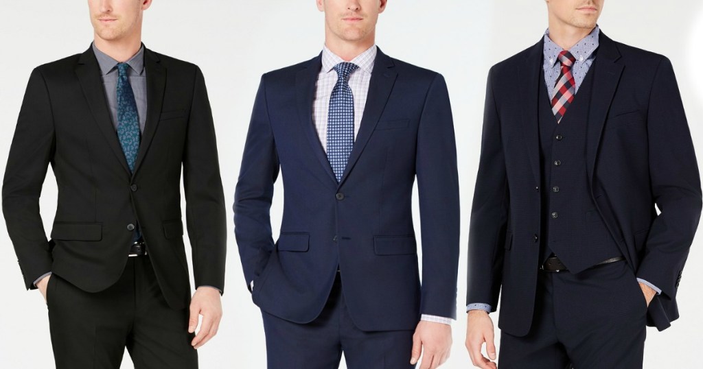 Three styles of men's suits from Macy's