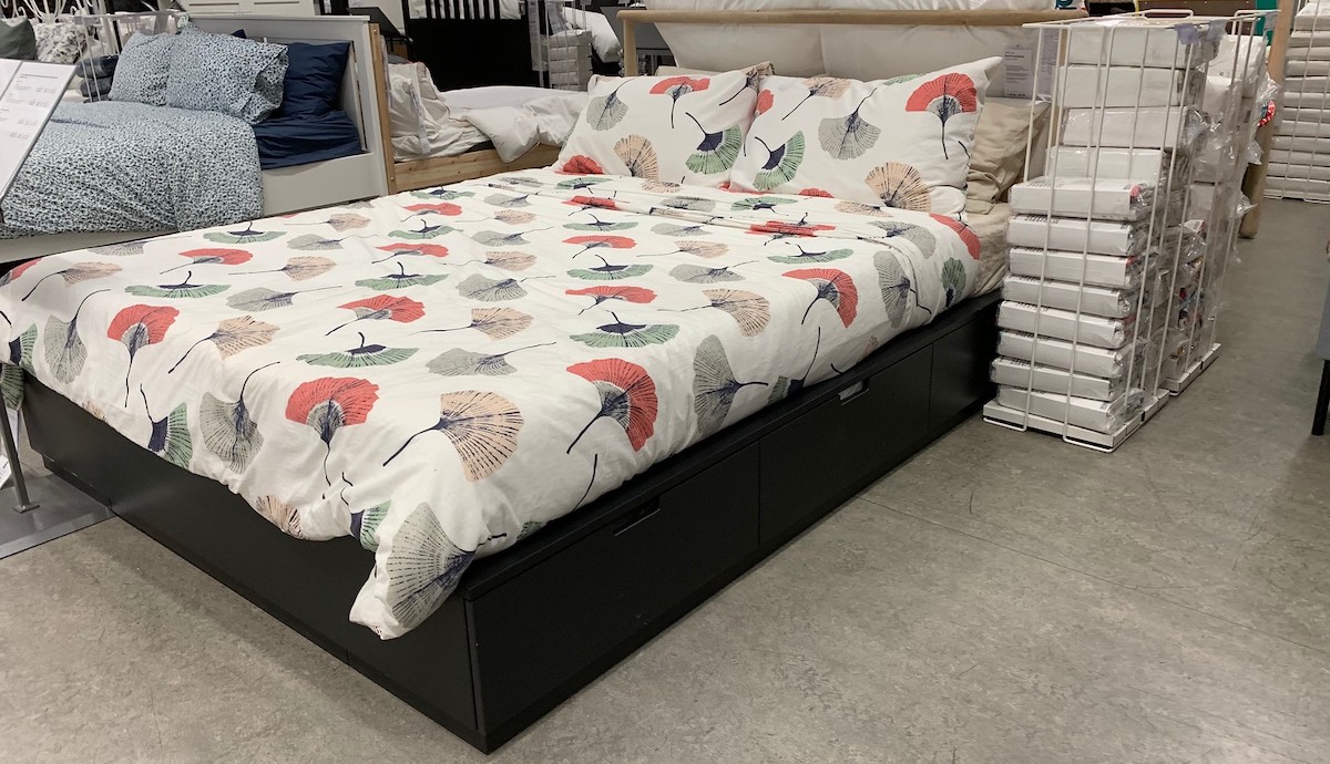 platform storage bed with floral onlineforter in store