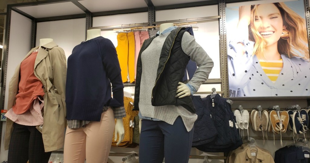 Old Navy women's outerwear in-store