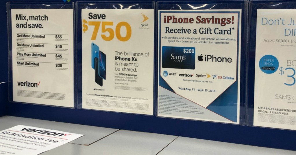 Sam's Club iPhone Savings on display inside club