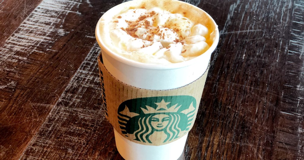 starbucks pumpkin spice latte on table