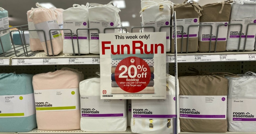 Target Sheets on shelf with sale sign