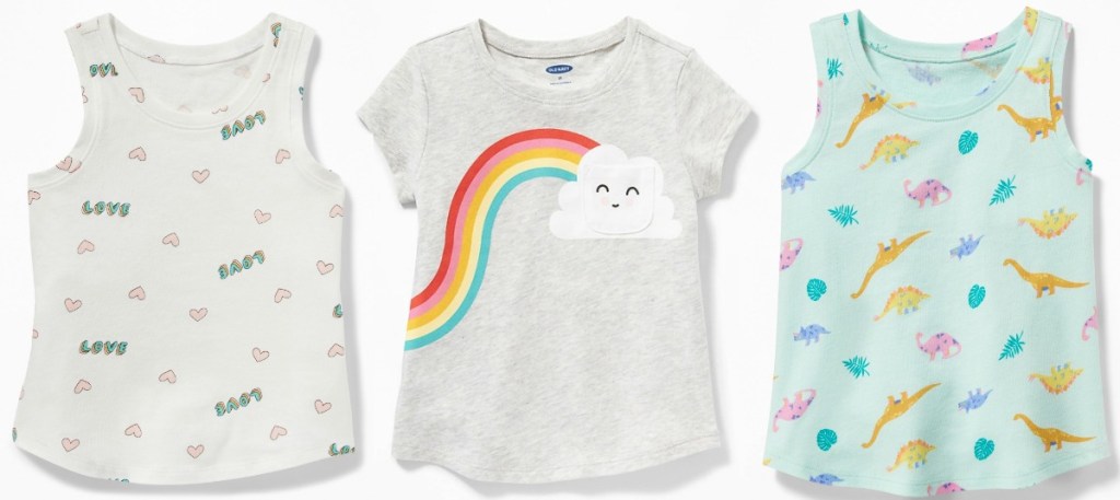 Three styles of Old Navy Toddler and Baby Girls Clearance Tops