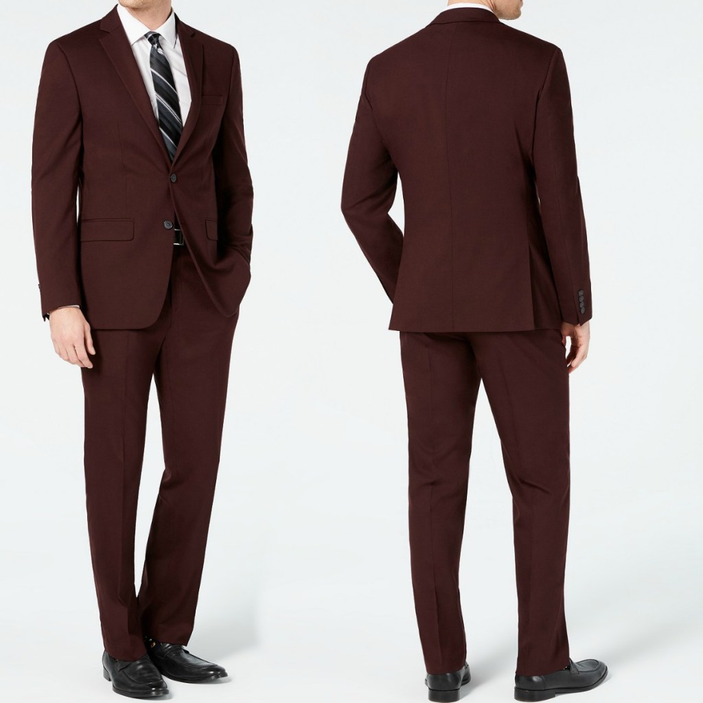 Burgundy colored Men's suits from Macy's - front and back view