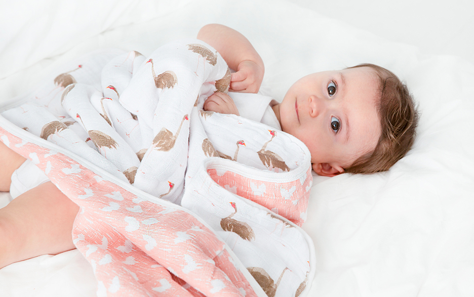 aden + anais White & Pink Flock Dream Blanket