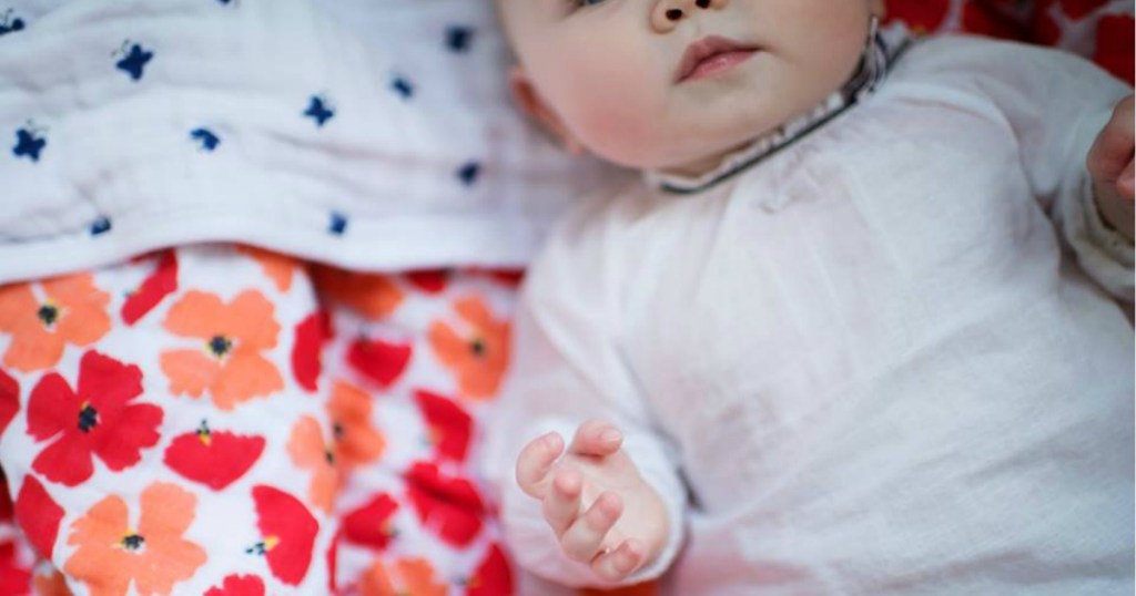 aden + anais White & Red Floral Dream Blanket