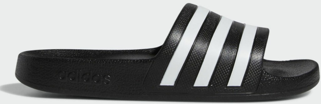 Women's slide sandals in black with white stripes from adidas