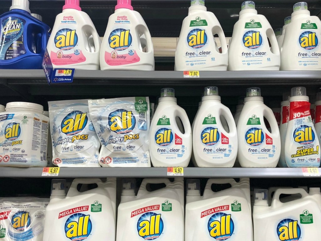 all laundry detergent on store shelves