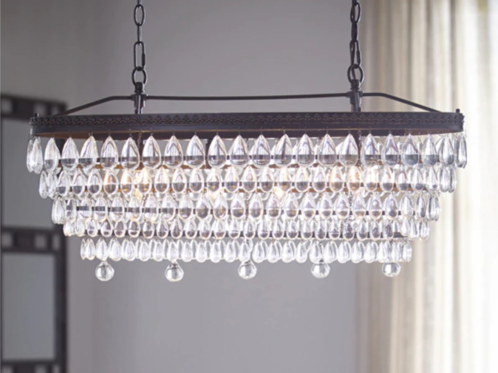 allen + roth Eberline 4-Light Oil-Rubbed Bronze Modern/Contemporary Crystal Tiered Chandelier