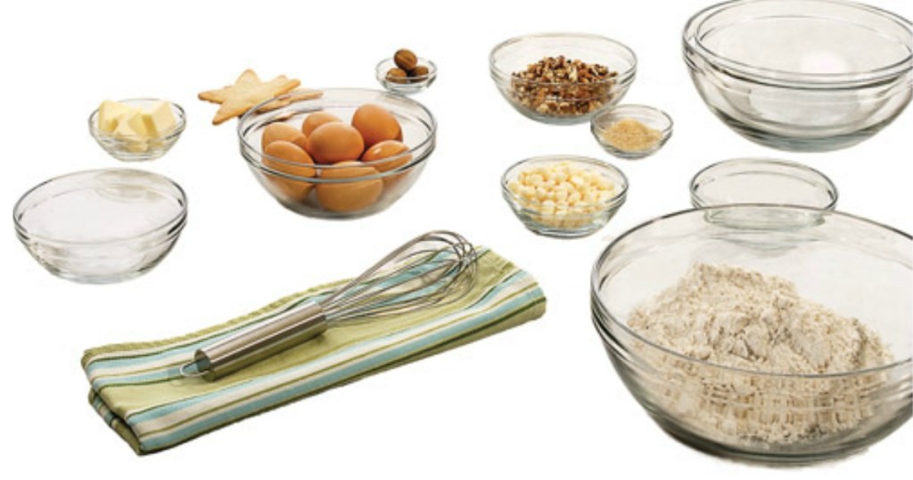 assorted glass bowls with ingredients