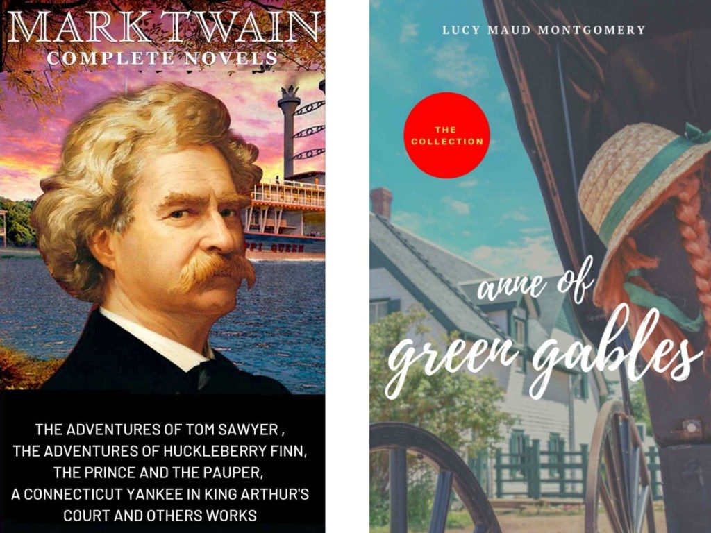 mark twain book cover and anne of green gables cover