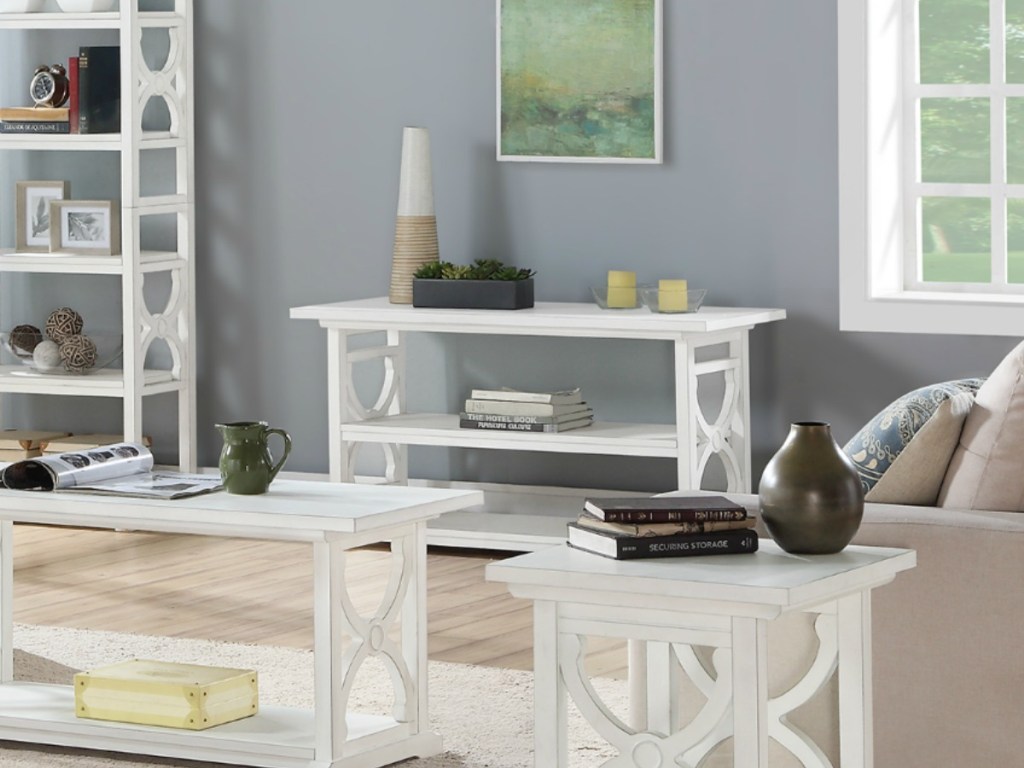 accent table with other white furniture