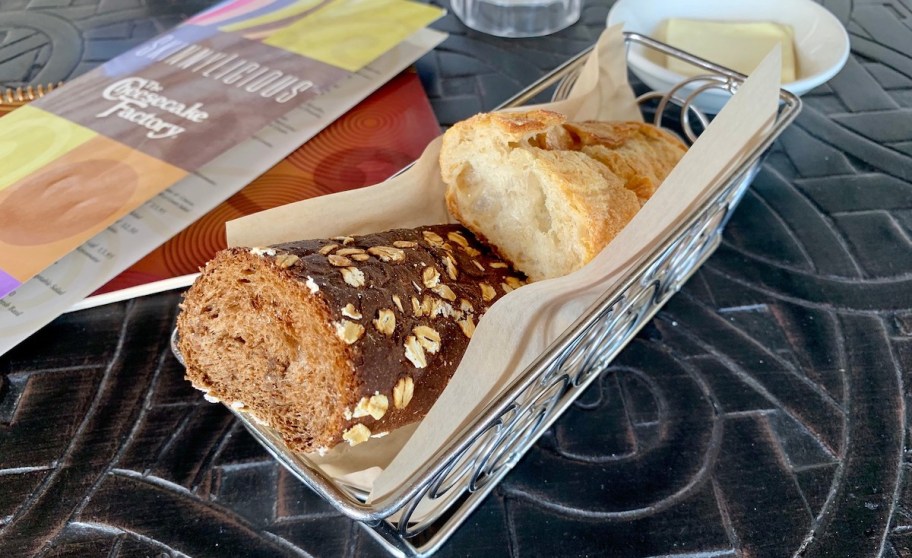 onlineplimentary bread basket at cheesecake factory