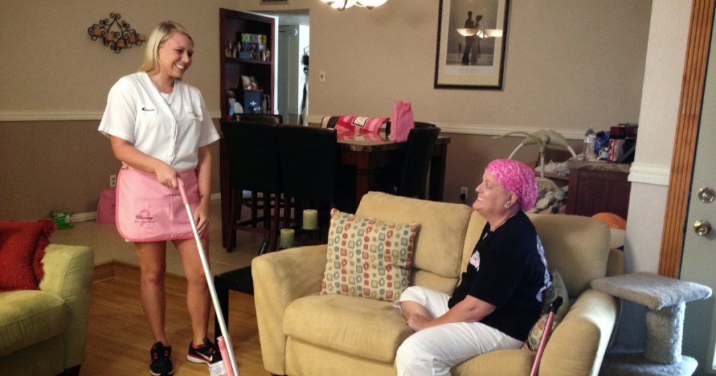 Woman cleaning for cancer patient