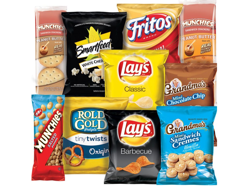 stock image of frito-lay sweet and salty snack items