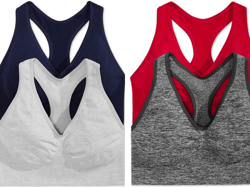 sports bras in different colors