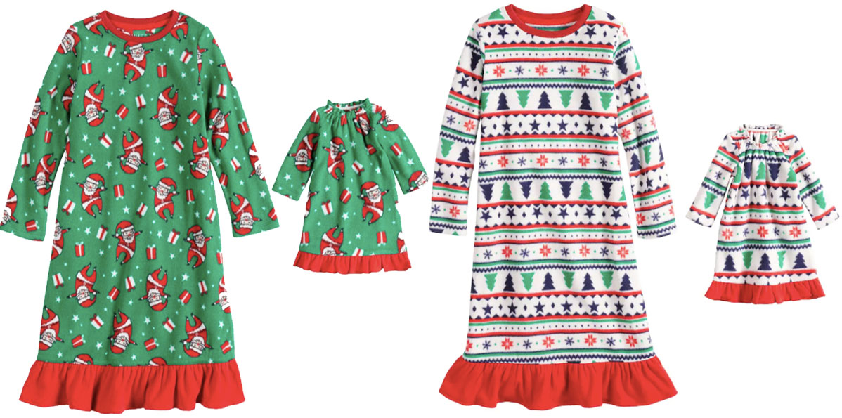 kohls toddler girls night gowns with matching doll 