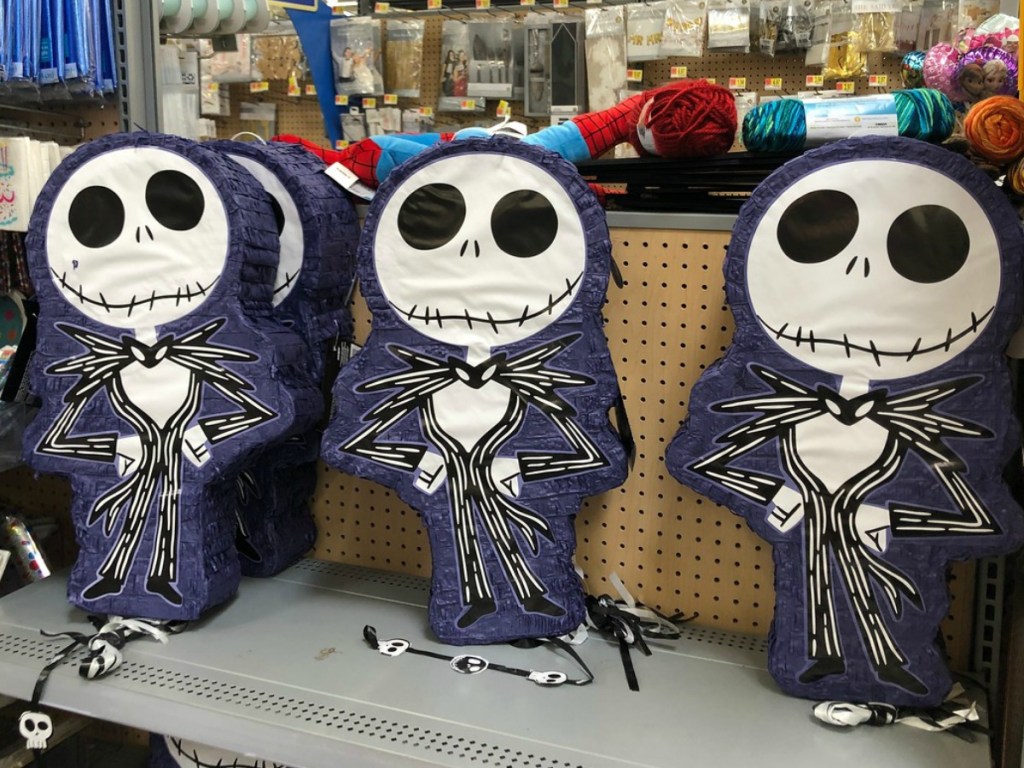 skeleton pinatas on store shelf