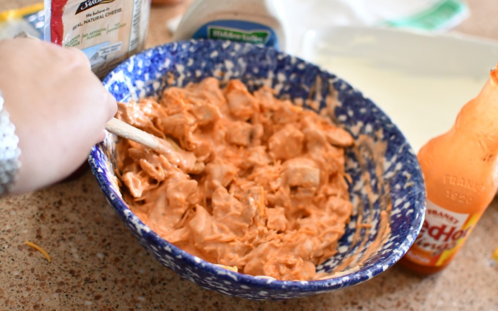 mixed buffalo chicken dip