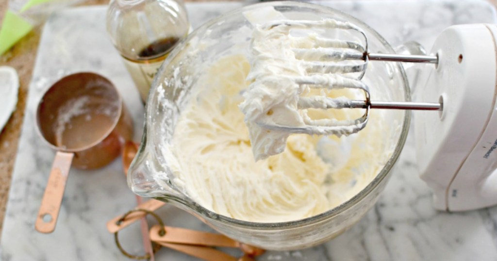 mixing beaters with buttercream frosting