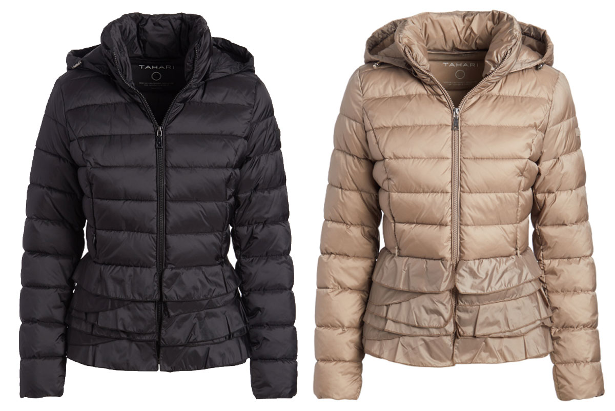 zulily tahari ruffle puffers 