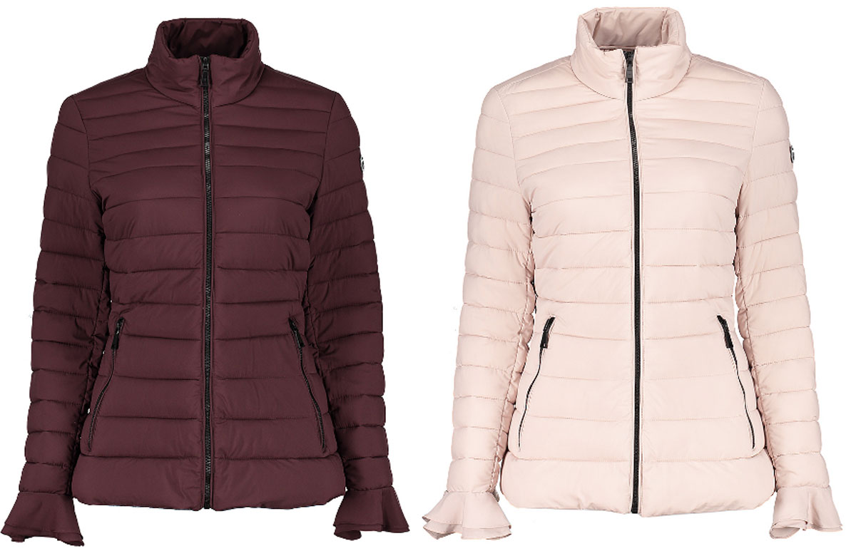 zulily tahari ruffle puffers coats mauve and pink