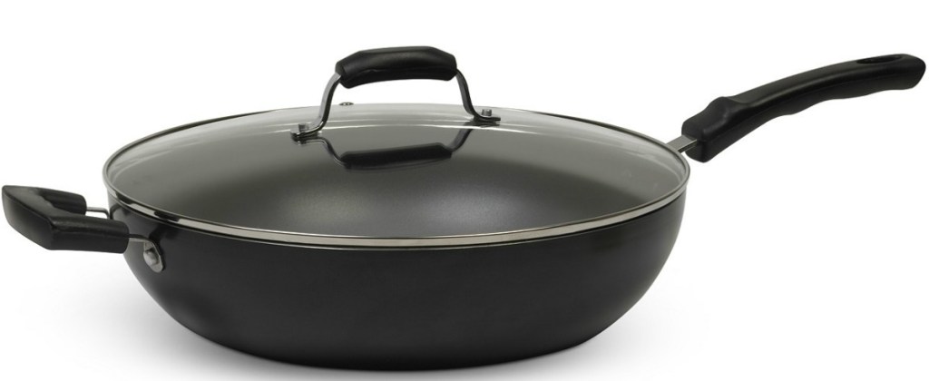 big wok with lid on white background