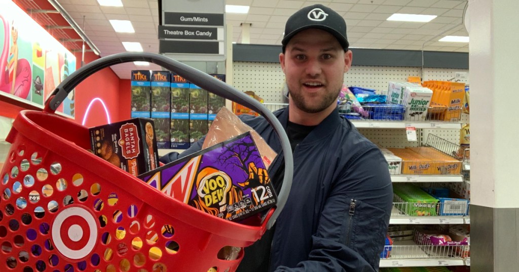 Man carrying target shopping basket