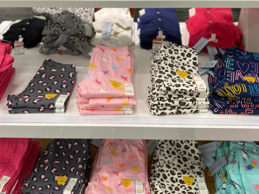 girls leggings on store shelf