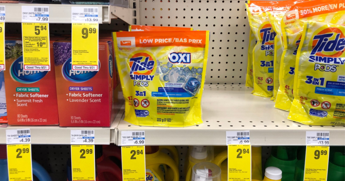 tide bags on store shelf