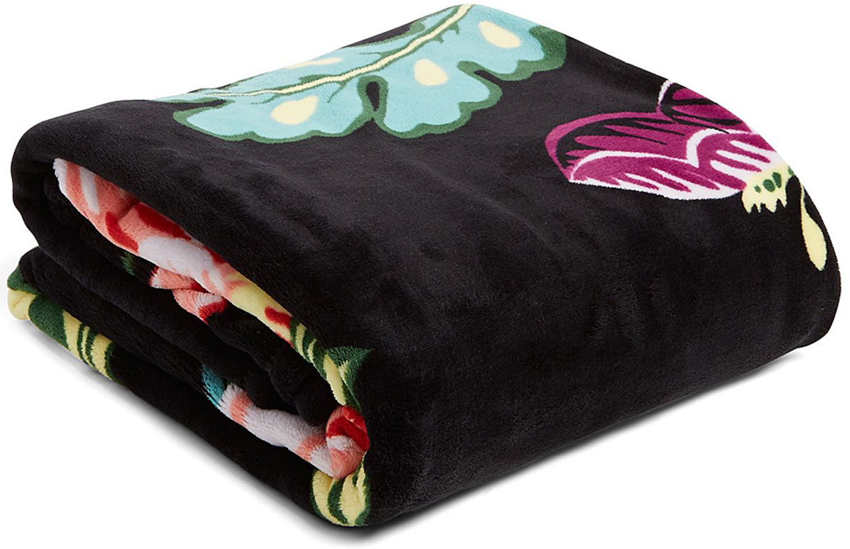 vera bradley black floral vines throw blanket